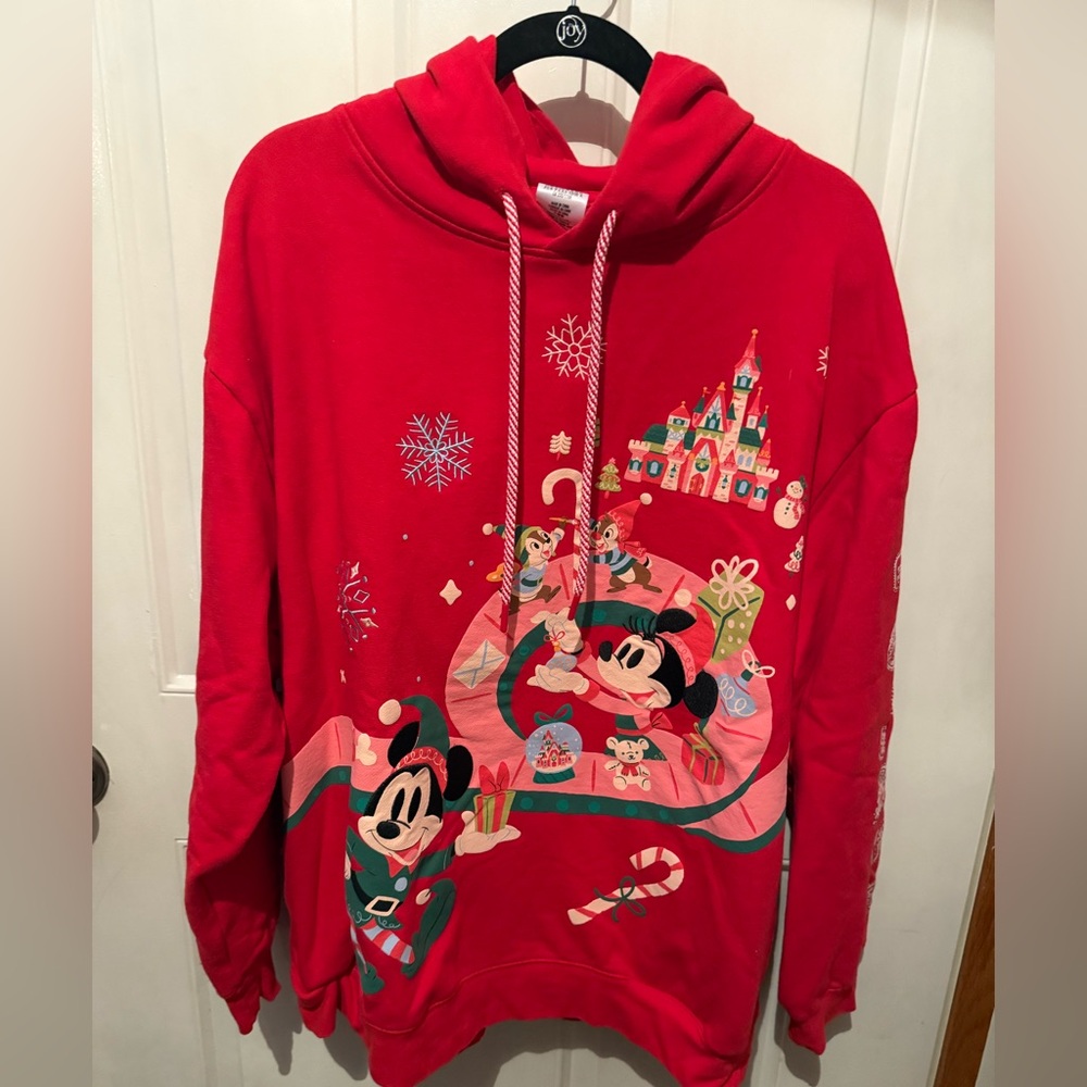 Disney Parks Red Mickey and Minnie Holiday Hoodie